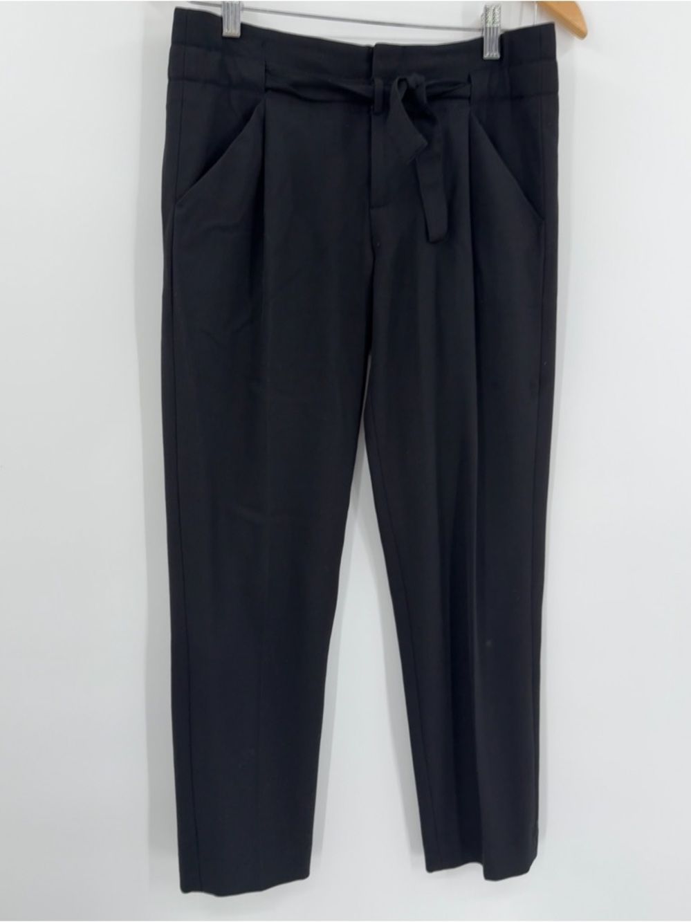 Vince Tie Waist Tapered Cropped Trouser | Black | 0